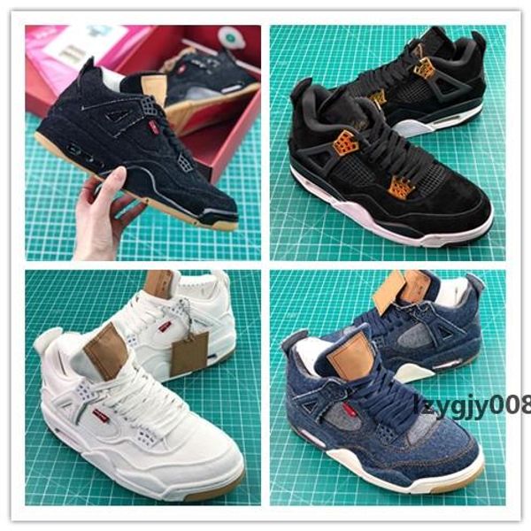 

2018 новых jumpman 4 iv travis х хьюстон граффити черного белый синего denim баскетбол обувь высокого качества мужской преподавателя 4s крос