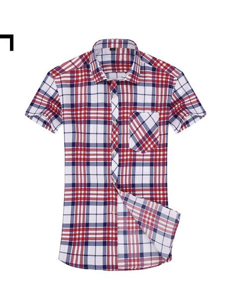 

summer men shirts male short sleeved multicolor plaid shirt slim fit men's business&casual shirt large size, White;black