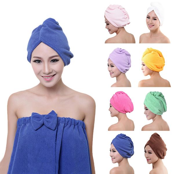 

lady turban microfiber fabric thickening dry hair hat super absorbent quick-drying hair shower cap bath towel bathing tool