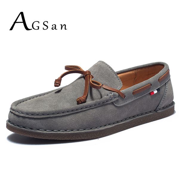 

agsan genuine leather men casual shoes tassel boat shoes classic loafers slip on moccasins gray driving shoes england flats cx200624, Black