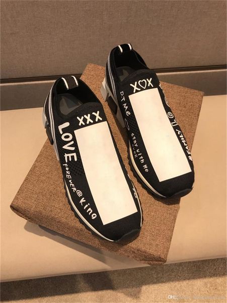 

2019 new arrival d sorrento sneaker men women casual shoes slip-on knit race runner sports king of love luxury designers with box, Black