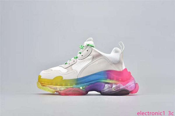 

2019 triple s clear bottom designer shoes rubber low sneakers triple s pairs men women daddy platform sports trainers shoes 36-45, Black;green