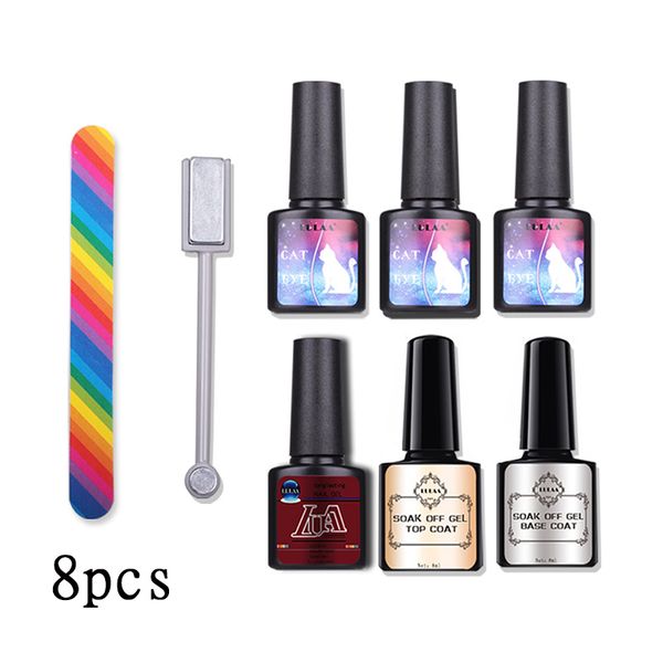 

3d glitter magnetic nail polish set charm cats eye nail gel lacquer fashion ladies uv led cat eye gel nails art accessories, Red;pink