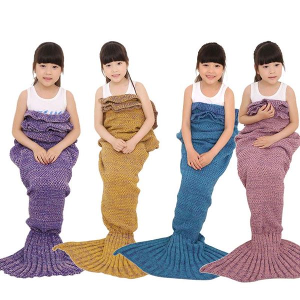 

knitted mermaid tail blanket handmade crochet children bed wrap sleeping bag knitted mermaid tail blanket high quality