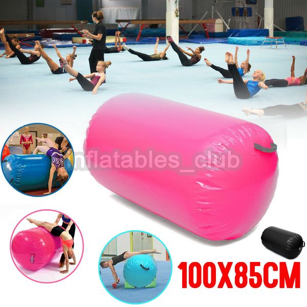 

100*85cm dia inflatable air roller for gym 0.9mm pvc trampoline yoga roller for training air barrel cheerleading gymnastics
