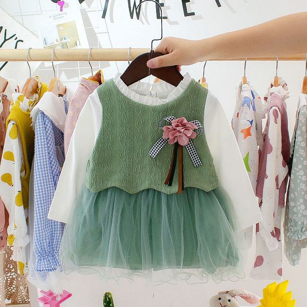 

newborn infant baby dress cotton princess toddler dress mesh fake two piece party dresses for girls fashion baby girl clothes, Red;yellow