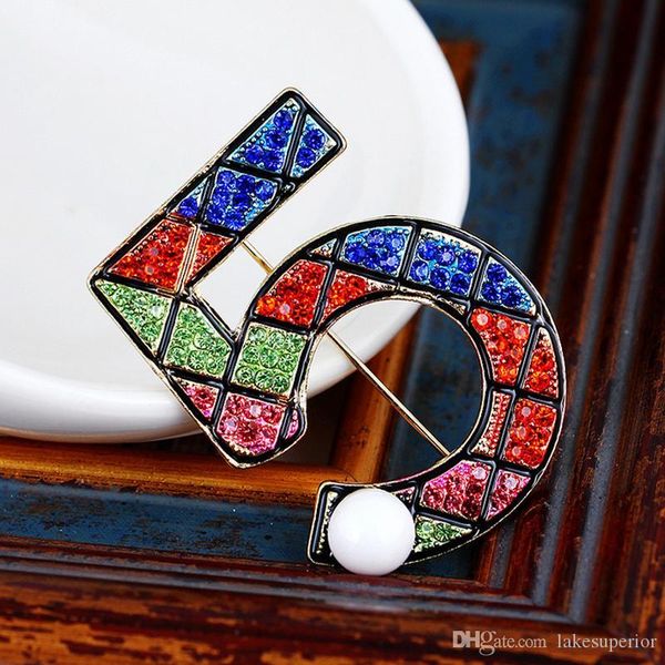 

women designer no5 brooch 4.2*3cm rhinestone shanel brooch suit lapel pin fashion jewelry accessorie high quality, Gray