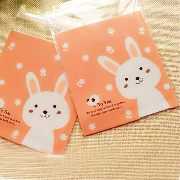 

50pcs plastic cartoon cute cookie candy gift bag packaging bag biscuits snack baking package wedding part easter gift bags
