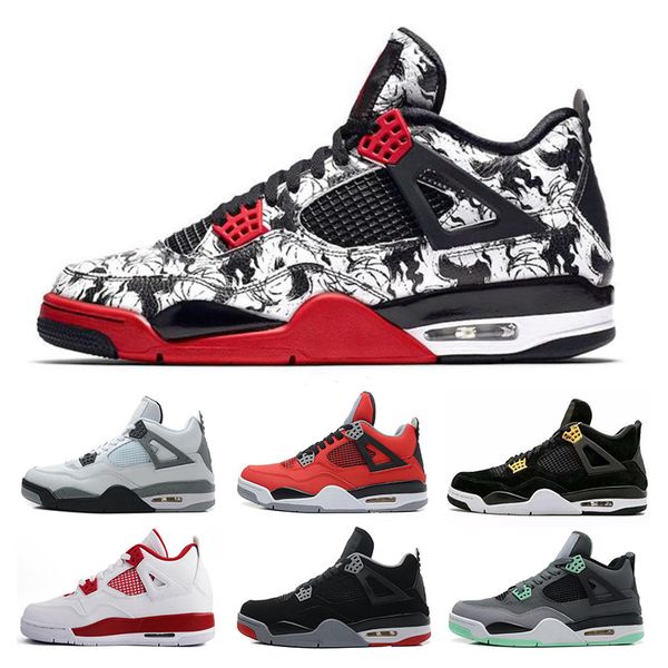 

4 4s Mens Basketball Shoes Men Cactus Jack Tattoo Nrg Raptor Royalty Singles Day Bred 2019 Femmes Grey Trainer Basket Sneakers Shoes
