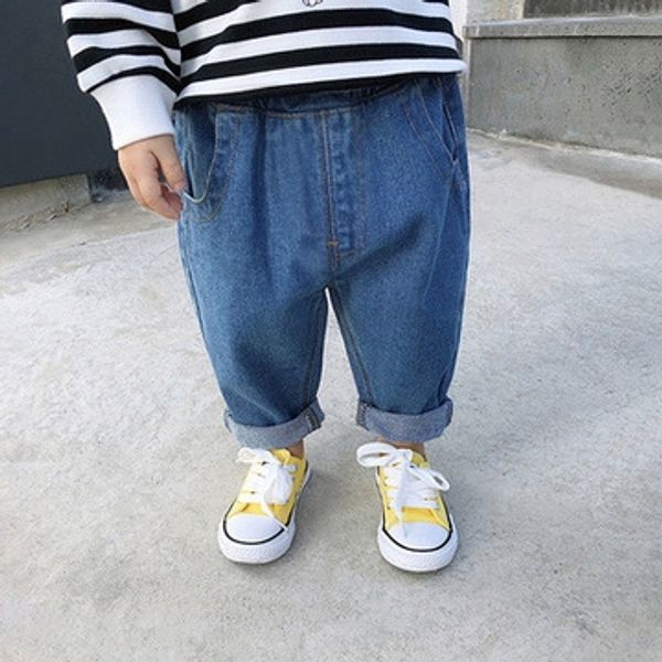 

7m6au ins baby pomelo orange autumn clothing new casual and jeans male and female children's jeans casual pants all-match baby loose pa, Blue