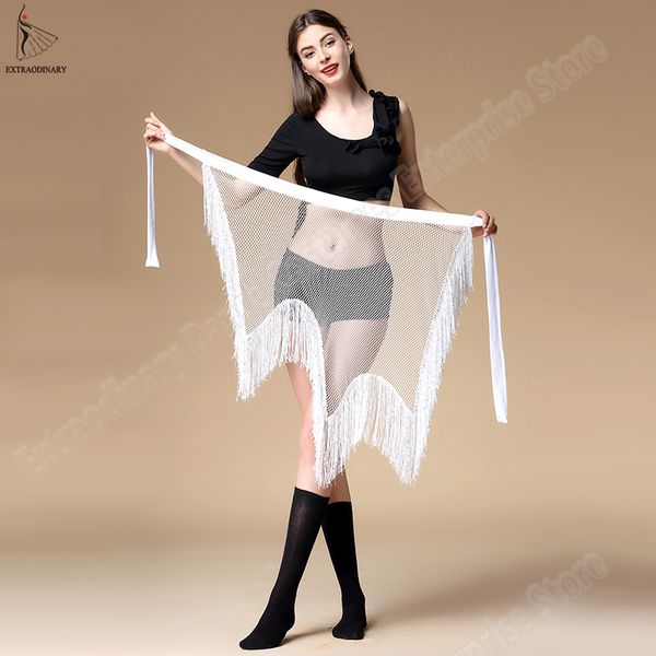 

new women belly dance belt clothing irregular stretchy long tassel sequin latin dance bellydancing hip scarf waist 3 colors, Black;red