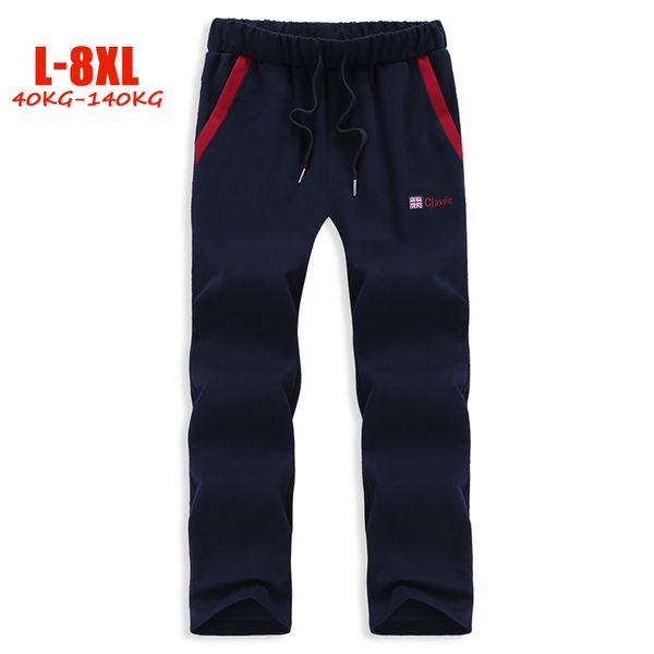 

2019 spring new 6xl 7xl 8xl sweatpants men casual joggers trousers male drawstring classic sweatpants for large size men, Black