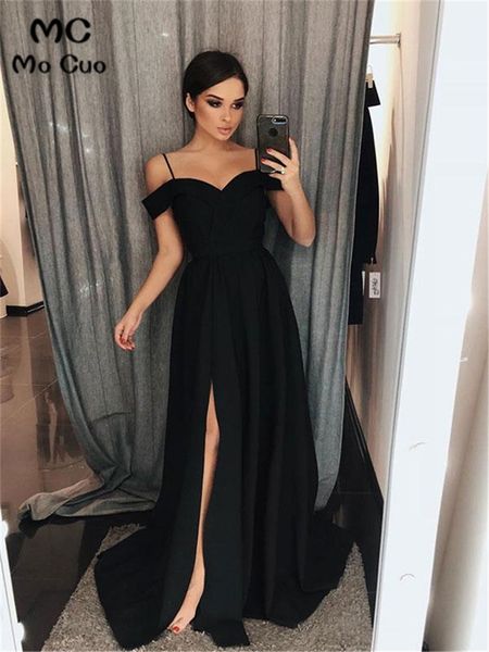 

in stock black prom dresses with pockets short sleeve front slit satin evening gown wedding party dress prom dress for women, White;black