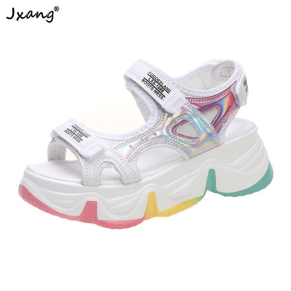 

jxang summer platform women's sandals hollow open-toe platform women's shoes casual shoes ladies beach, Black