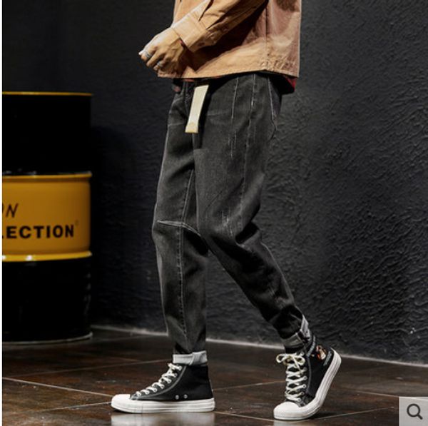 

черный новый jeans популярные логотип сыпучие большой yards joker haroun штаны мальчиков хан издание tide bound feet, Blue