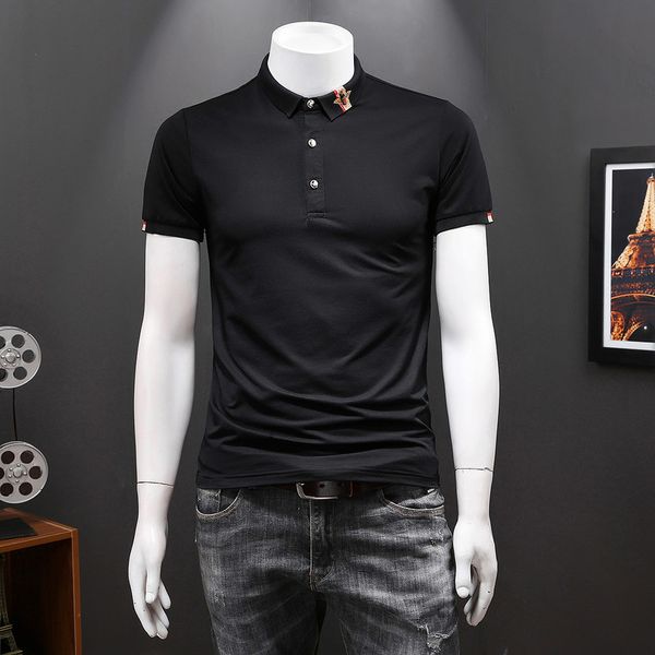 

2020 new men's summer fashion t-shirt men business lapel short-sleeved polo shirt short-sleeve t-shirt designer lapel polo male tees po, White;black