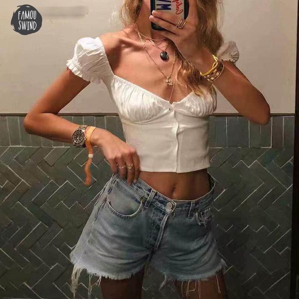 

summer streetwear women blouses white crop puff sleeve blouse women shirts ruffle korean fashion clothing