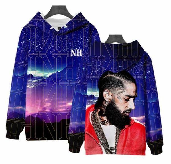 

рэпер nipsey hussle 3d печати мужские толстовки весна осень с длинным рукавом мужской фуфаек crew neck повседневная одежда, Black