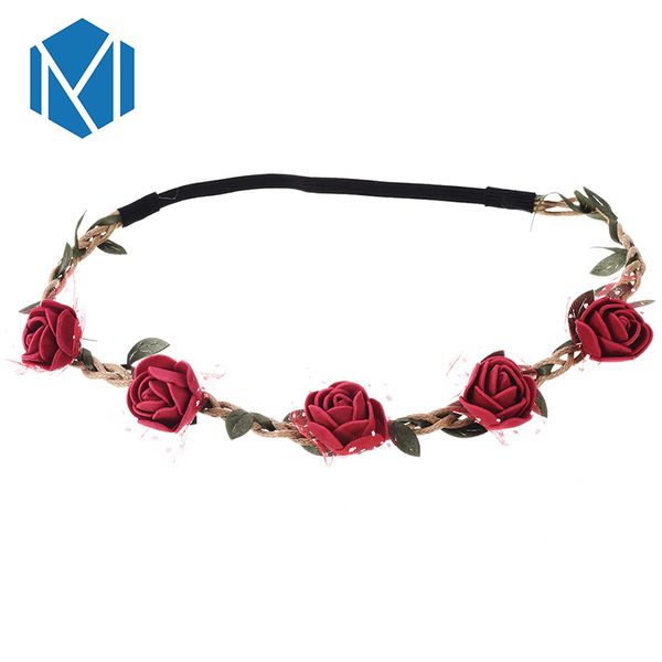 

woman romantic flowers wedding headband bride boho wreath feminino party floral garlands beach crown hair accessories for girls, Slivery;white