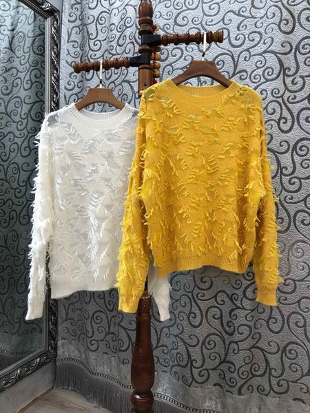 

in early autumn of 2019, the new women's irregular round collar needs to be stitched into long sleeve loose knitted sweater 804, White;black