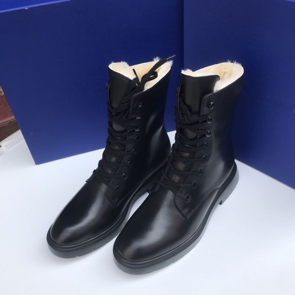 

new style black women ankle boots winter snow genuine leather sheepskin wool q52