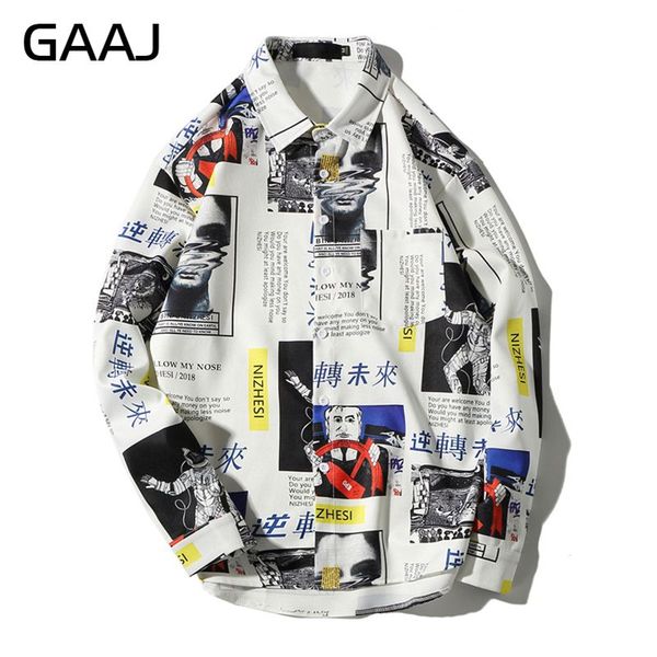 

gaaj shirts men japanese style ukiyo e cartoon kanji long sleeve shirts 2018 hip hop casual streetwear fashion h12lvi#, White;black