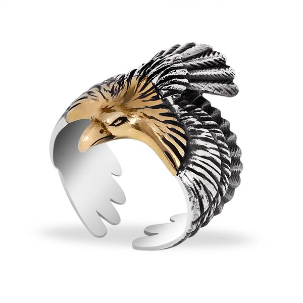 

chavin 925 sterling silver eagle men ring, Golden;silver