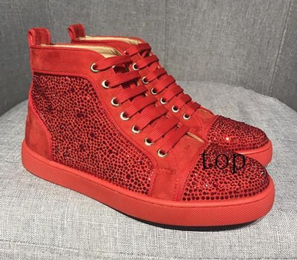 

designer fashion mens red bottoms shoes studded spike flat sneakers for men glitter party lovers genuine leather casual rivet sneaker