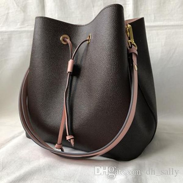 

2019 Мода натуральной кожи ведро мешок женщин известный роскошный шнурок сумочек цветок печать Crossbody кошелька 44022