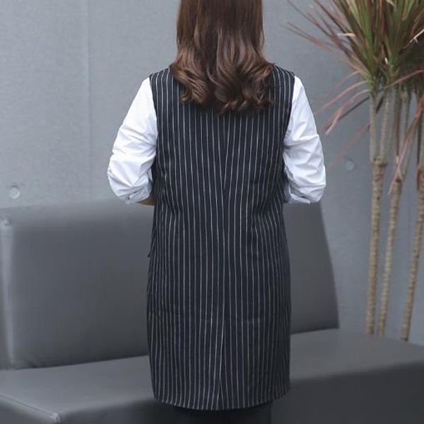 

clobee women coats 2019 winter autumn sleeveless femme jackets coats office lady elegant outerwear striped black slim coat m715, Black;brown