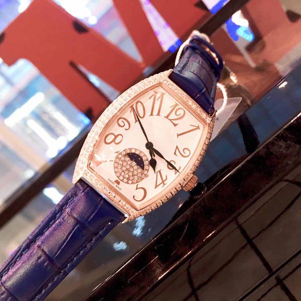 

french quality brand leather strap, watch luxury classic watch 32x43mm, rectangular quartz ladies boyfriend, Slivery;brown