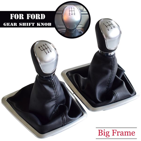 

5 6 speed car manual gear shift knob for focus 2 2 fl c-max 2006-2011 3 4 7 galaxy with gaiter boot leather cover