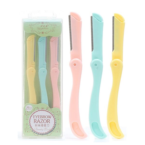 

3 pieces / set of portable eyebrow shaping eyebrows facial hair removal set eyebrow razor female scissors tool