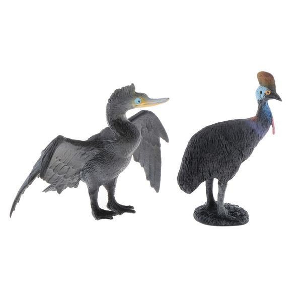 

2x static animal model action figure toy for kids and adults crane ostrich