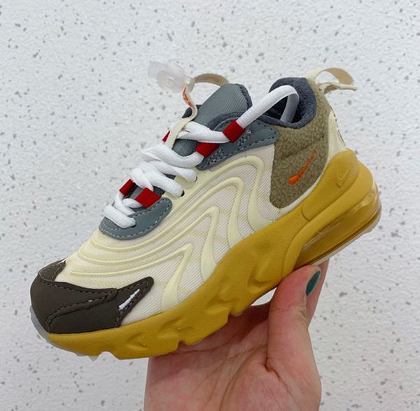 

2020 kids 27c react travis scotts running shoes girls boys bauhaus childrens hyper multi camouflage running shoes size 28-35, Black