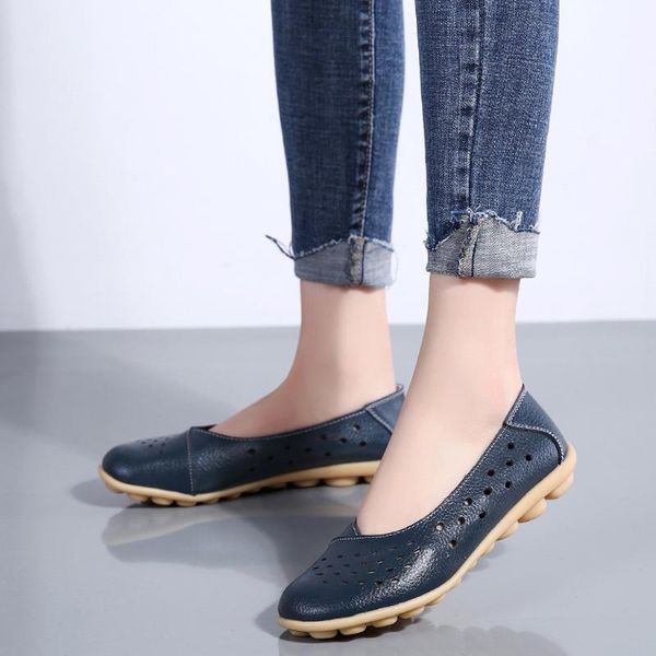 

large size women flats shoes nice loafers hole flat shoes breathable casual women flats chaussures femme, Black