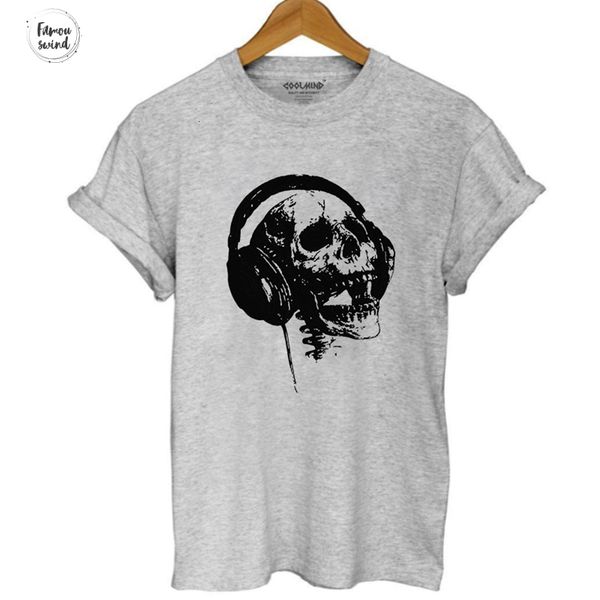 

t shirt printed sk0220b 100% cotton detached skull coolmind women short sleeves o neck cool womens t shirt, White