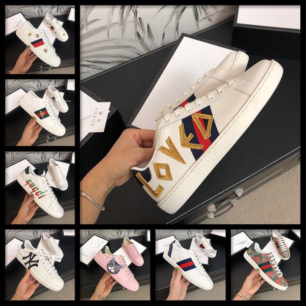 

19sw designers luxury men women shoes sneakers white black ace embroidery bee tiger head snake red heart casual flat espadrilles trainers