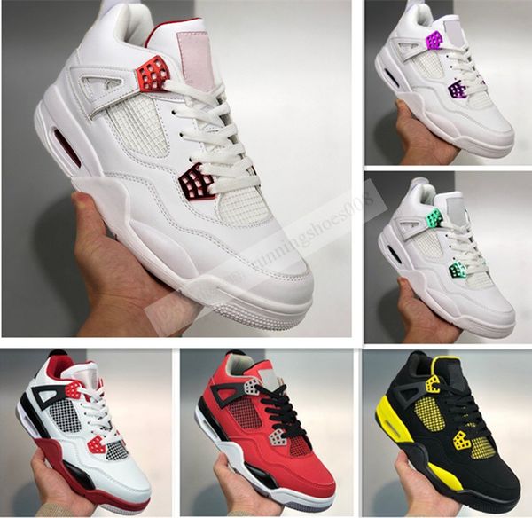 

2020 bred black cat 4 4s basketball shoes women men white cement encore wings fire red singles men sneakers trainers 5.5-13, White;red