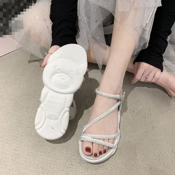 

2020 summer sale of women's shoes clear heels med female sandal wedge muffins shoe all-match beige heeled sandals, Black