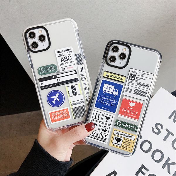 

designer phone case for iphone 11 11pro 11 pro max ins style design soft transparent tpu creative air ticket case