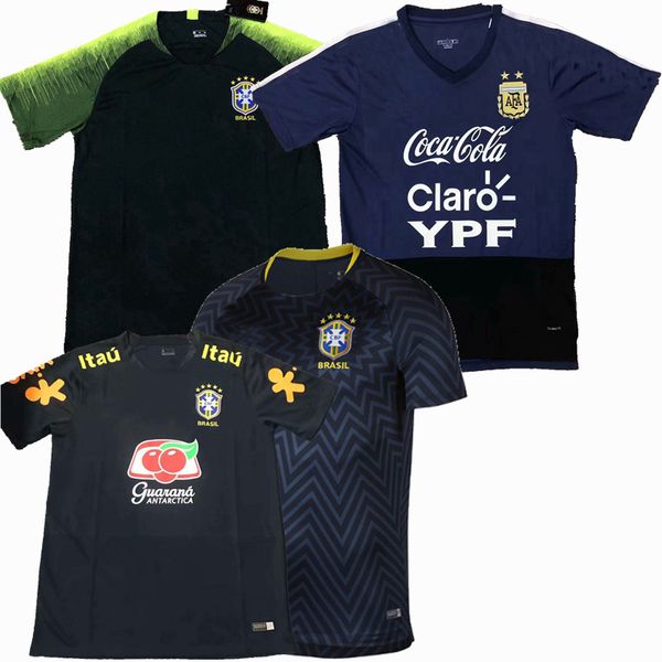 

new 2019 2020 2021 brazil argentina soccer jerseys casual t shirts football training shirt, Black;yellow