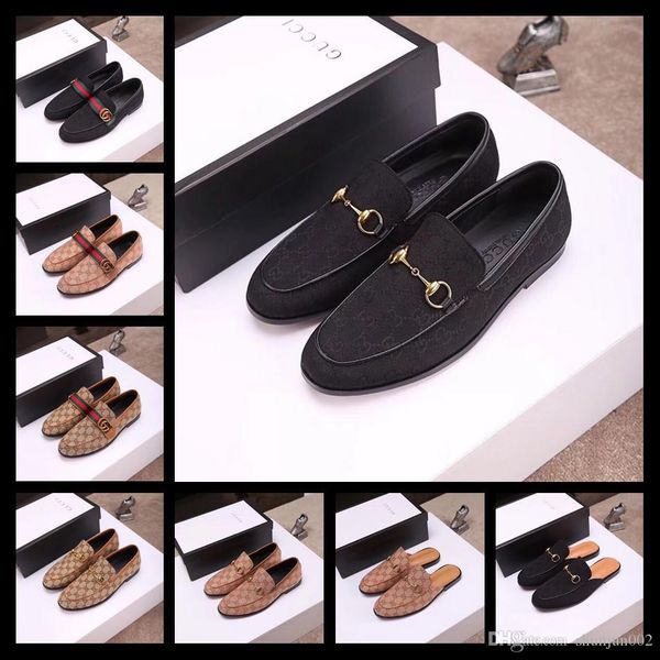 

19ss brand loafers party wedding shoes designer black patent leather suede dress shoes for mens slip on flats men's dress shoes, Blue;gray