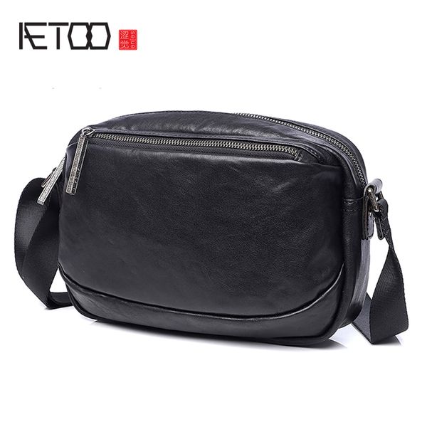 

aetoo leather men's one-shoulder bag, fashion casual stiletto bag, business-planting cowhide business bag