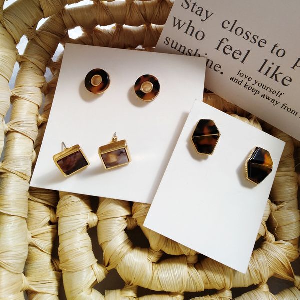 

simple pattern small circle clip earrings no hole leopard print resin geometric earrings for women jewelry, Silver