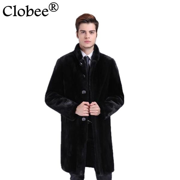 

2020 men faux fur stand collar winter 2020 thicken furry long male jacket coats plus size black fur leathrt overcoats wr672
