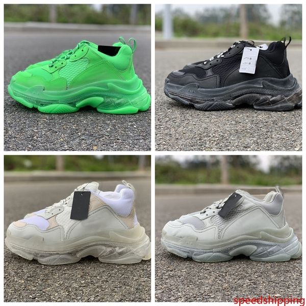 

2019 green triple s clear sole cushion casual shoes black white paris sneakers chaussures de designer women mens old grandpa trainers