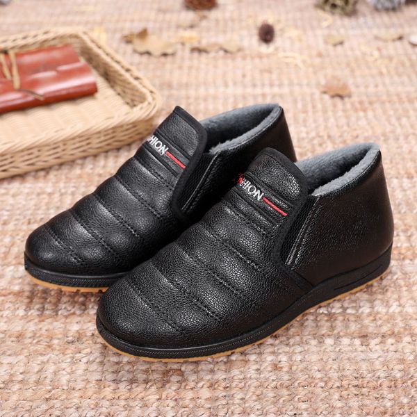 

super warm men winter boots men boots fur plush snow winter shoes for outdoor shoes, Black