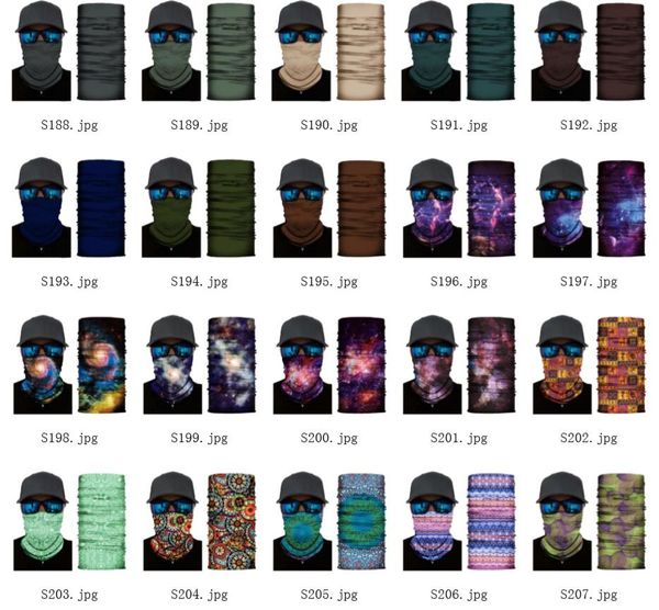 2020 Máscaras Esporte Galaxy 3D Seamless Magia Neck Gaiter máscara facial Escudo tubo que Ciclismo Camping Ski Pesca Bandana Headband Scarf Homens W