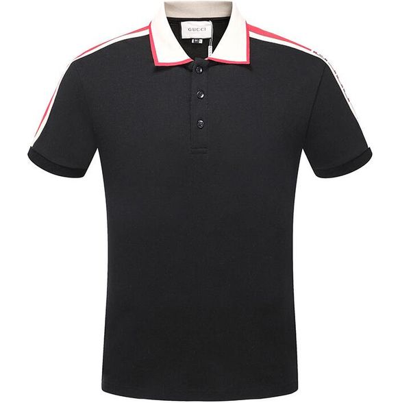 

italy fashion classic polo shirt t shirts mens polos snake bee floral embroidery high street fashion polo t-shirt, White;black